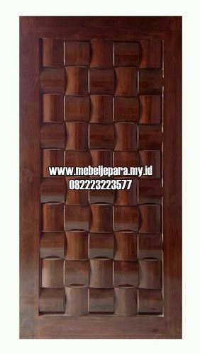Pintu Kamar Motif Anyaman Tikar Kayu Jati Minimalis