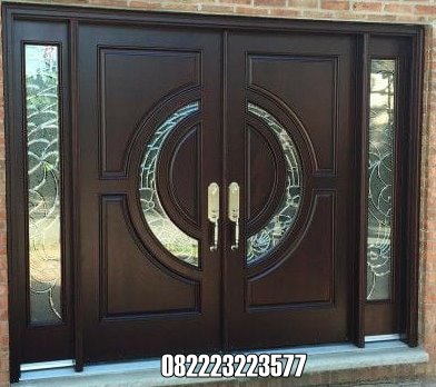 Pintu Utama Jendela Samping Kanan Kiri Kaca Kayu Jati Minimalis