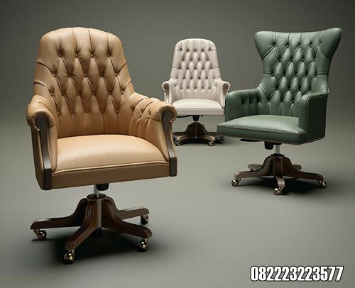 Kursi Putar Direkture Kayu Jati Kain Oscar Tebal Untuk Kantor