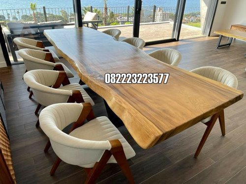 Meja Meeting Kayu Solid Trembesi Besar Panjang 8 Kursi