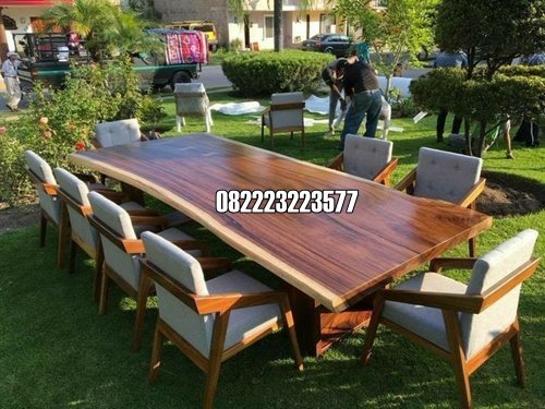 Set Meja Makan Trembesi Lengkap 10 Kursi Minimalis Kayu jati